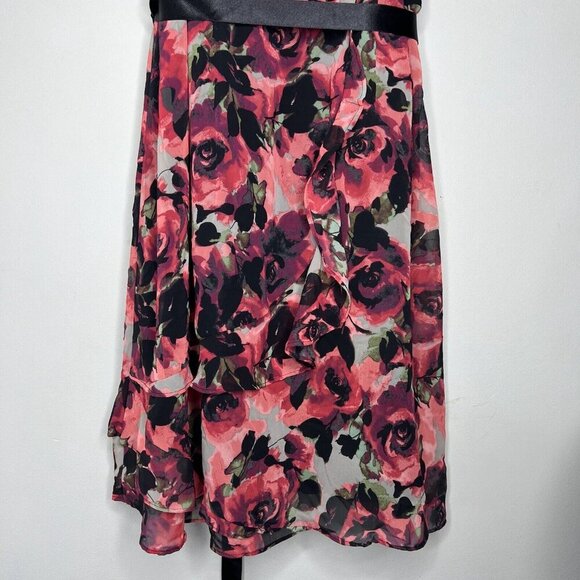 Elle Chiffon Floral Rose Mini Short Dress Sz M Y2K 90s NWT Sex & The City Vibes - Picture 3 of 9